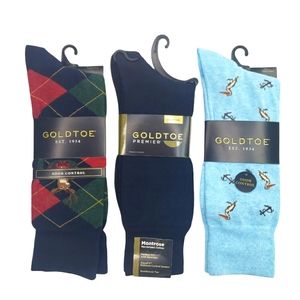 GoldToe Set of Three Men's Socks Size 6-12 1/2 Odor Control & Premier